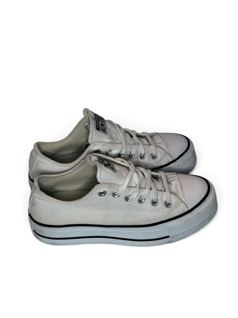 Converse Low Top Sneakers in White with Black Trim